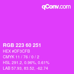 Color code: RGB 223 60 251 | qconv.com