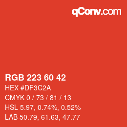 颜色代码: RGB 223 60 42 | qconv.com
