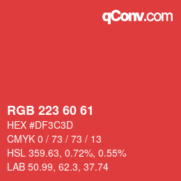 Farbcode: RGB 223 60 61 | qconv.com