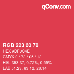 カラーコード: RGB 223 60 78 | qconv.com