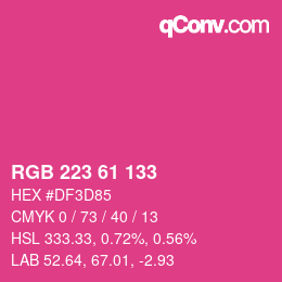 Color code: RGB 223 61 133 | qconv.com