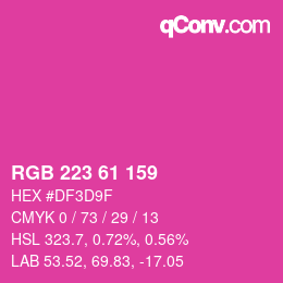 颜色代码: RGB 223 61 159 | qconv.com