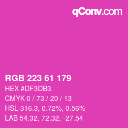颜色代码: RGB 223 61 179 | qconv.com