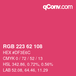 Farbcode: RGB 223 62 108 | qconv.com