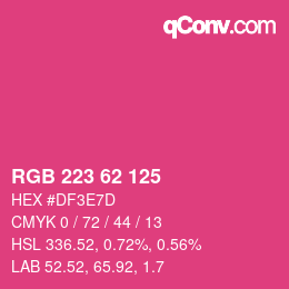 Color code: RGB 223 62 125 | qconv.com