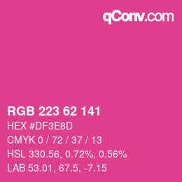 颜色代码: RGB 223 62 141 | qconv.com