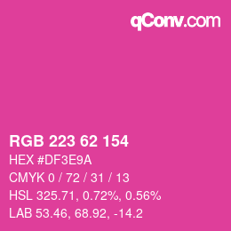 Código de color: RGB 223 62 154 | qconv.com