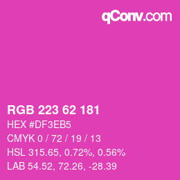 Color code: RGB 223 62 181 | qconv.com