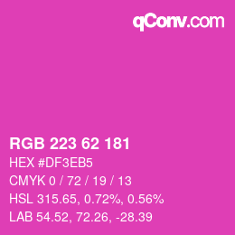 Color code: RGB 223 62 181 | qconv.com