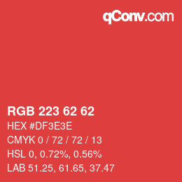 Color code: RGB 223 62 62 | qconv.com