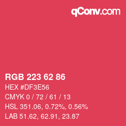 Code couleur: RGB 223 62 86 | qconv.com