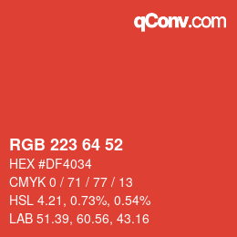 颜色代码: RGB 223 64 52 | qconv.com
