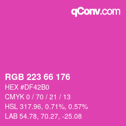 カラーコード: RGB 223 66 176 | qconv.com