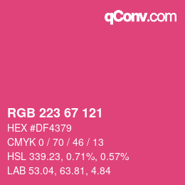 Color code: RGB 223 67 121 | qconv.com