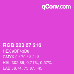カラーコード: RGB 223 67 216 | qconv.com
