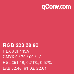 颜色代码: RGB 223 68 90 | qconv.com
