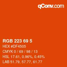 Color code: RGB 223 69 5 | qconv.com