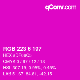 Color code: RGB 223 6 197 | qconv.com