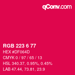 カラーコード: RGB 223 6 77 | qconv.com