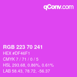 Color code: RGB 223 70 241 | qconv.com
