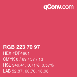 Código de color: RGB 223 70 97 | qconv.com