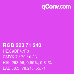 カラーコード: RGB 223 71 240 | qconv.com
