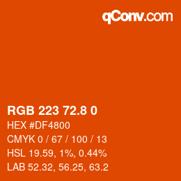 カラーコード: RGB 223 72.8 0 | qconv.com