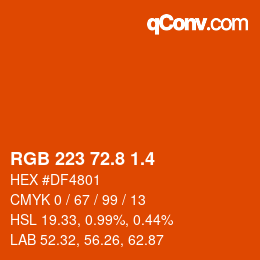 カラーコード: RGB 223 72.8 1.4 | qconv.com