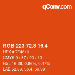 カラーコード: RGB 223 72.8 16.4 | qconv.com