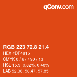 カラーコード: RGB 223 72.8 21.4 | qconv.com