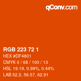 Color code: RGB 223 72 1 | qconv.com