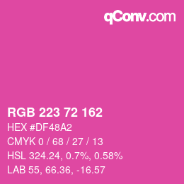 Color code: RGB 223 72 162 | qconv.com