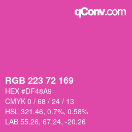 Color code: RGB 223 72 169 | qconv.com