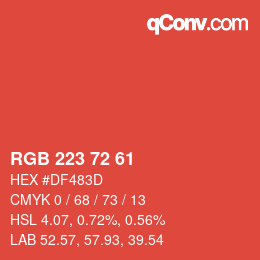 Color code: RGB 223 72 61 | qconv.com