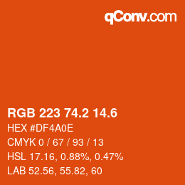カラーコード: RGB 223 74.2 14.6 | qconv.com
