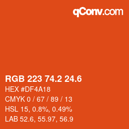 カラーコード: RGB 223 74.2 24.6 | qconv.com