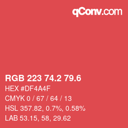 カラーコード: RGB 223 74.2 79.6 | qconv.com