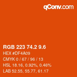 カラーコード: RGB 223 74.2 9.6 | qconv.com