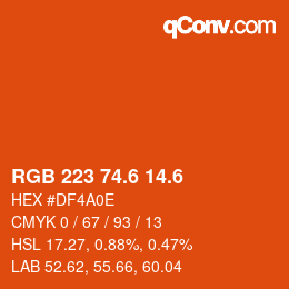 カラーコード: RGB 223 74.6 14.6 | qconv.com