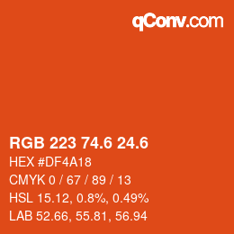 カラーコード: RGB 223 74.6 24.6 | qconv.com