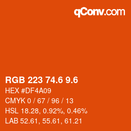 カラーコード: RGB 223 74.6 9.6 | qconv.com
