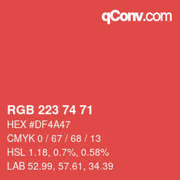 Color code: RGB 223 74 71 | qconv.com
