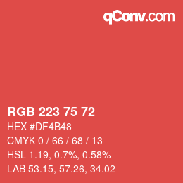 Color code: RGB 223 75 72 | qconv.com