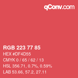 Color code: RGB 223 77 85 | qconv.com