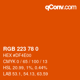 Color code: RGB 223 78 0 | qconv.com