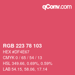Color code: RGB 223 78 103 | qconv.com