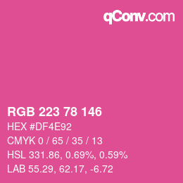 Color code: RGB 223 78 146 | qconv.com