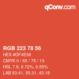 Color code: RGB 223 78 56 | qconv.com