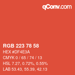 Color code: RGB 223 78 58 | qconv.com