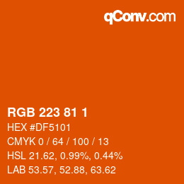 Color code: RGB 223 81 1 | qconv.com